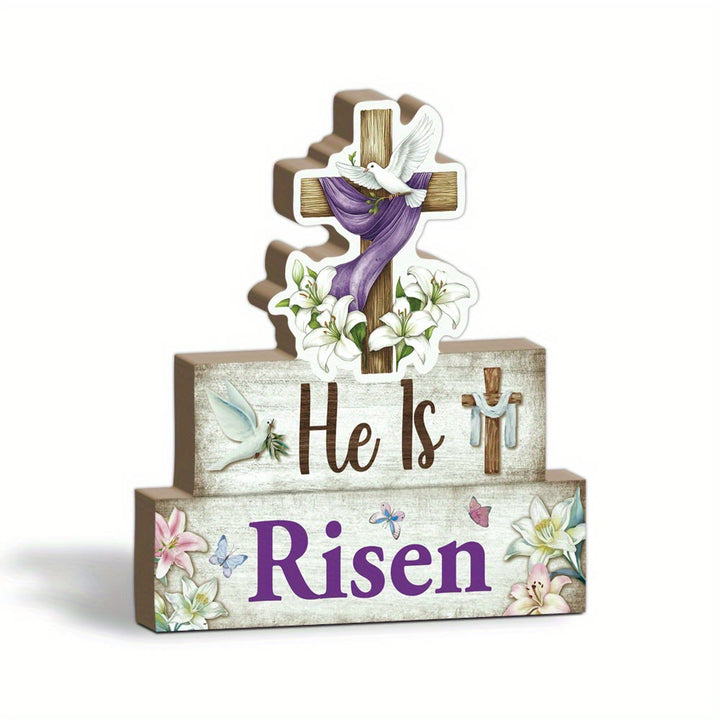 Christianartworkshop Deko-Ornament „Er ist auferstanden“, Holzkreuz und Taube