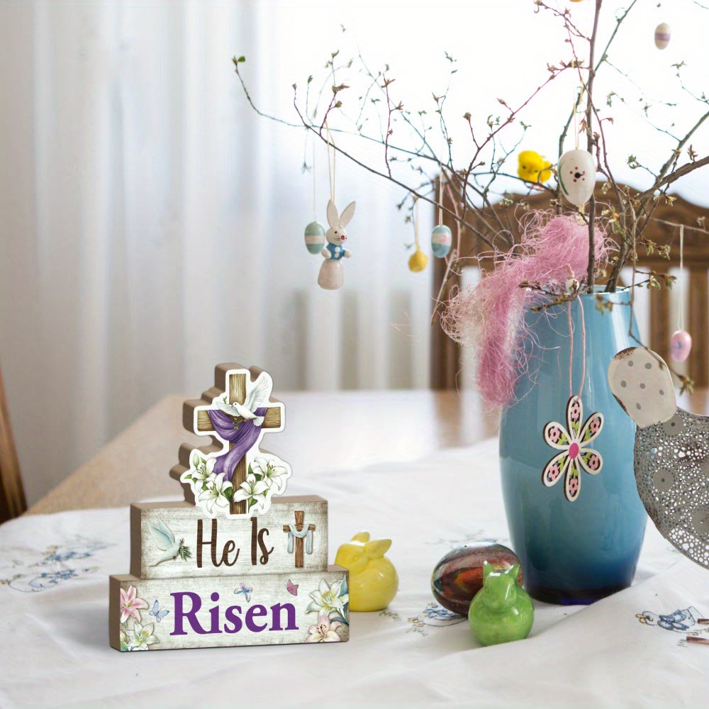 Christianartworkshop Deko-Ornament „Er ist auferstanden“, Holzkreuz und Taube