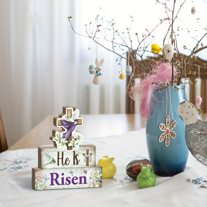 Christianartworkshop Deko-Ornament „Er ist auferstanden“, Holzkreuz und Taube
