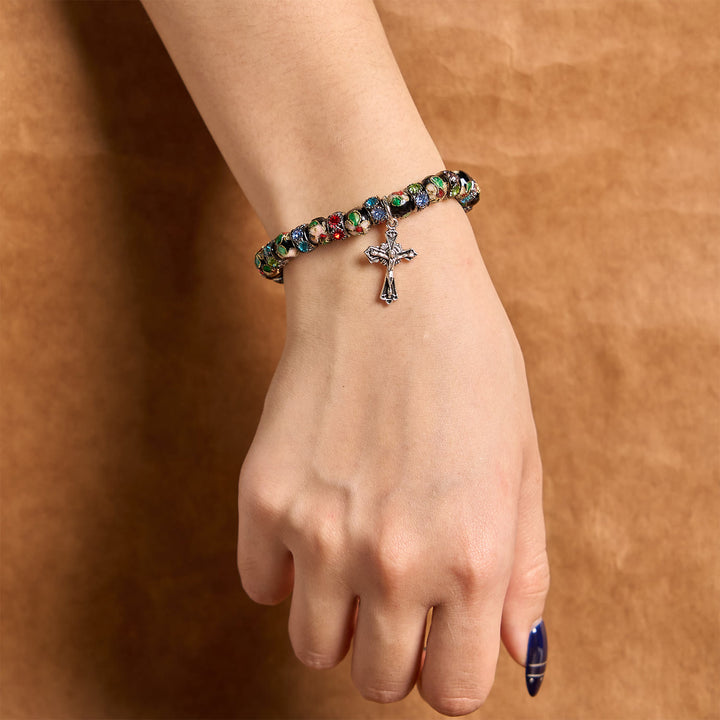 Christianartworkshop Handgefertigtes Cloisonné-Perlen-Armband „Zeitloses Glaubensarmband“: Ein Zeugnis der Gegenwart Christi - image 11