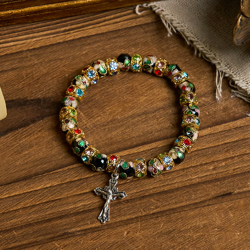 Christianartworkshop Handgefertigtes Cloisonné-Perlen-Armband „Zeitloser Glaube“: Ein Zeugnis der Gegenwart Christi - image 18