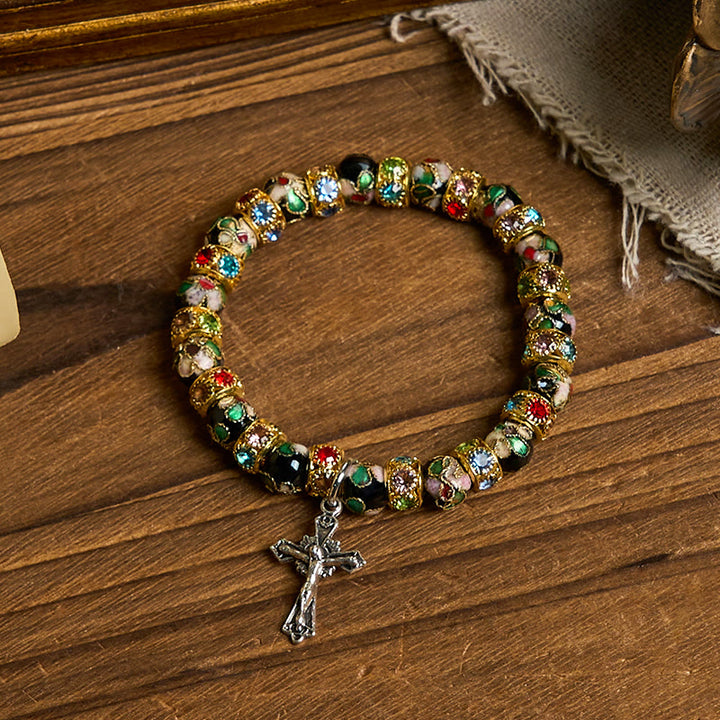 Christianartworkshop Handgefertigtes Cloisonné-Perlen-Armband „Zeitloser Glaube“: Ein Zeugnis der Gegenwart Christi - image 18