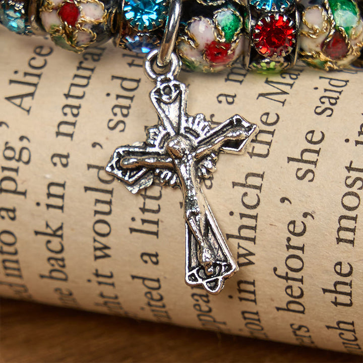 Christianartworkshop Handgefertigtes Cloisonné-Perlen-Armband „Zeitloser Glaube“: Ein Zeugnis der Gegenwart Christi - image 11