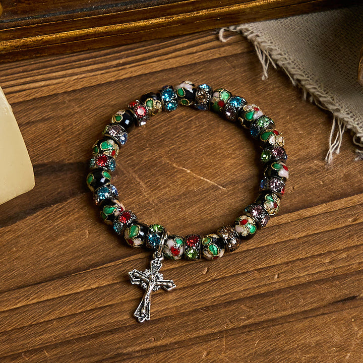 Christianartworkshop Handgefertigtes Cloisonné-Perlen-Armband „Zeitloser Glaube“: Ein Zeugnis der Gegenwart Christi - image 17