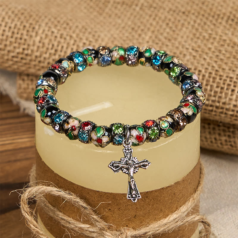 Christianartworkshop Handgefertigtes Cloisonné-Perlen-Armband „Zeitloses Glaubensarmband“: Ein Zeugnis der Gegenwart Christi - image 5