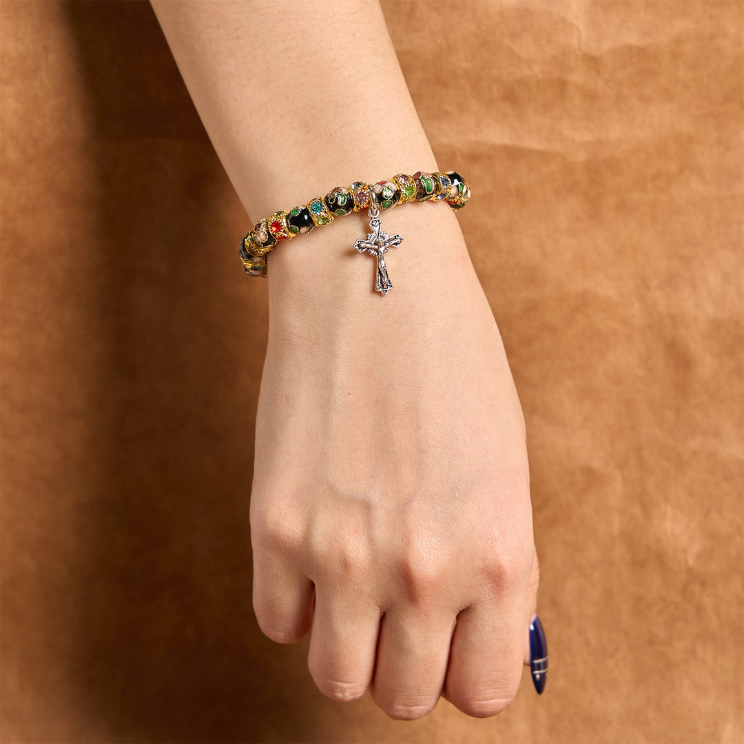 Christianartworkshop Handgefertigtes Cloisonné-Perlen-Armband „Zeitloser Glaube“: Ein Zeugnis der Gegenwart Christi - image 16