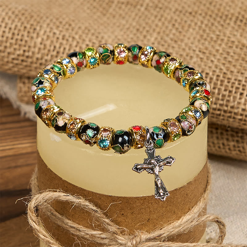 Christianartworkshop Handgefertigtes Cloisonné-Perlen-Armband „Zeitloser Glaube“: Ein Zeugnis der Gegenwart Christi - image 12