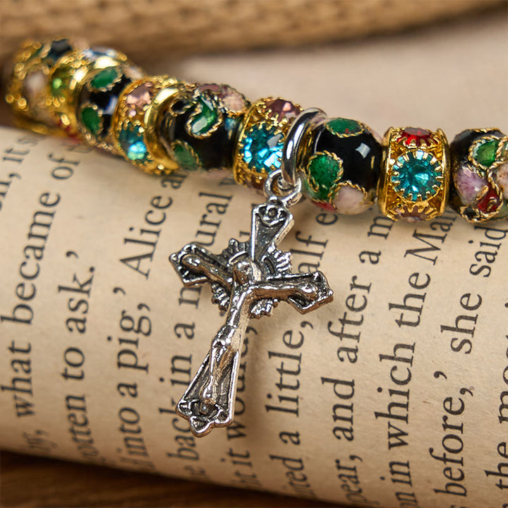 Christianartworkshop Handgefertigtes Cloisonné-Perlen-Armband „Zeitloser Glaube“: Ein Zeugnis der Gegenwart Christi - image 13