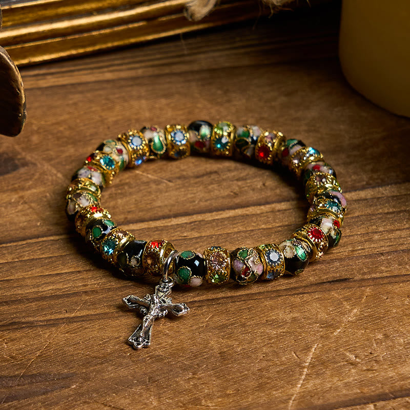 Christianartworkshop Handgefertigtes Cloisonné-Perlen-Armband „Zeitloser Glaube“: Ein Zeugnis der Gegenwart Christi - image 3