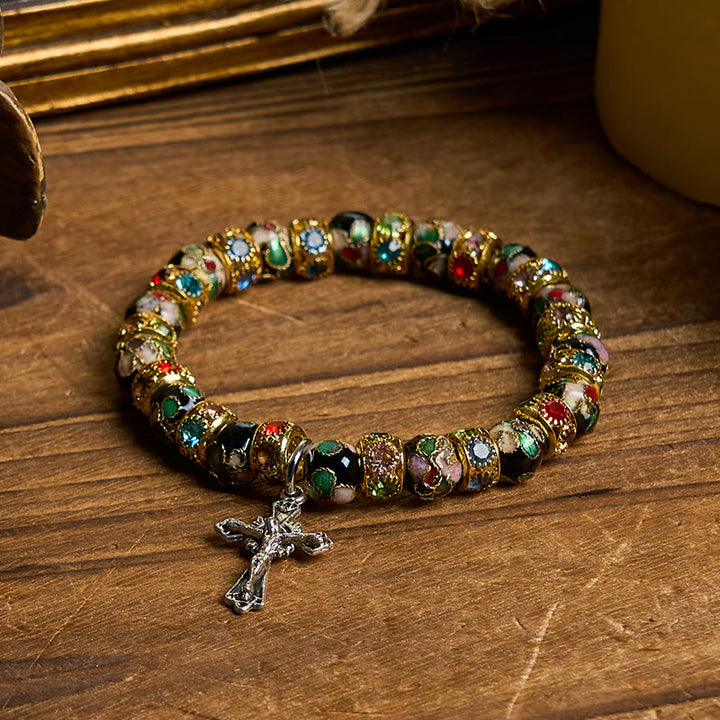 Christianartworkshop Handgefertigtes Cloisonné-Perlen-Armband „Zeitloser Glaube“: Ein Zeugnis der Gegenwart Christi - image 3