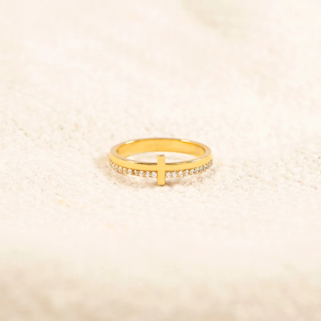 Christianartworkshop 925 Silber Kreuz Minimalistischer "Never Quit" Ring: Ein Symbol des Glaubens und der Erbauung