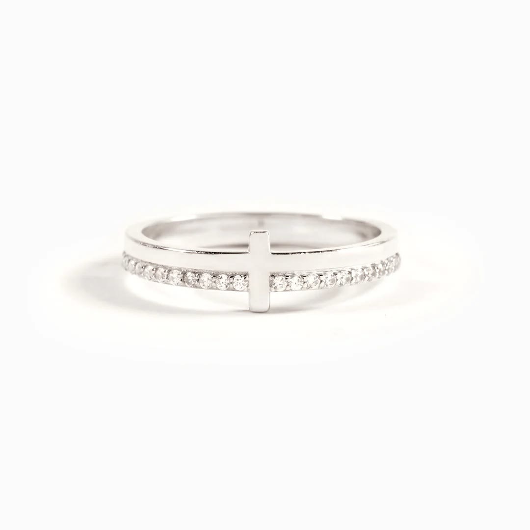 Christianartworkshop 925 Silber JESUS & Kreuz "Beten" Ring - Göttliche Kraft durch Glauben schöpfen