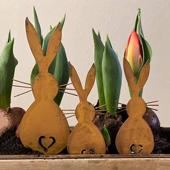 Christianartworkshop 3-teiliges Set inspirierende Osterhasen-Dekoration aus Holz für den Schreibtisch