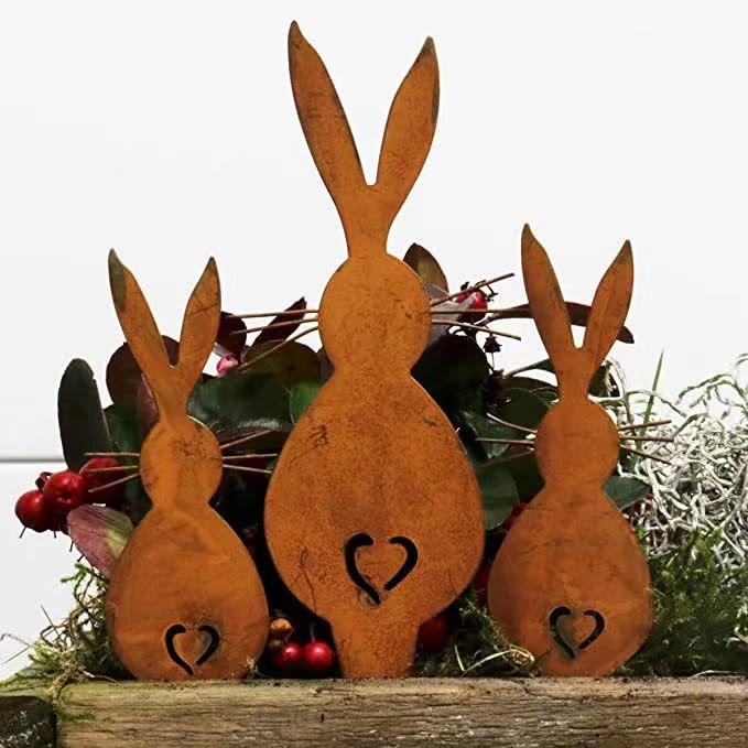 Christianartworkshop 3-teiliges Set inspirierende Osterhasen-Dekoration aus Holz für den Schreibtisch