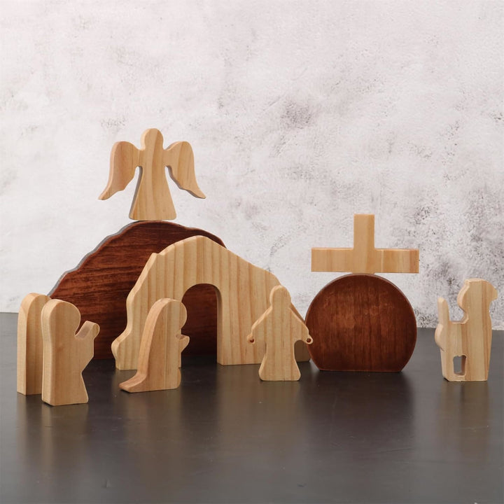 Christianartworkshop Ostern 10 Stück/Set Er ist auferstanden mit Engeln Holz Desktop Ornament