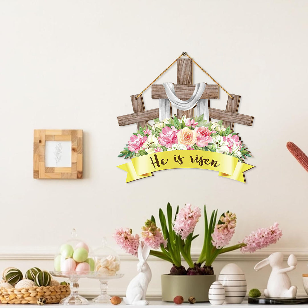 Christianartworkshop Inspirierendes Osterdekor aus Holz „He Is Risen“