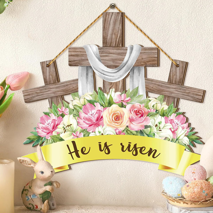 Christianartworkshop Inspirierendes Osterdekor aus Holz „He Is Risen“