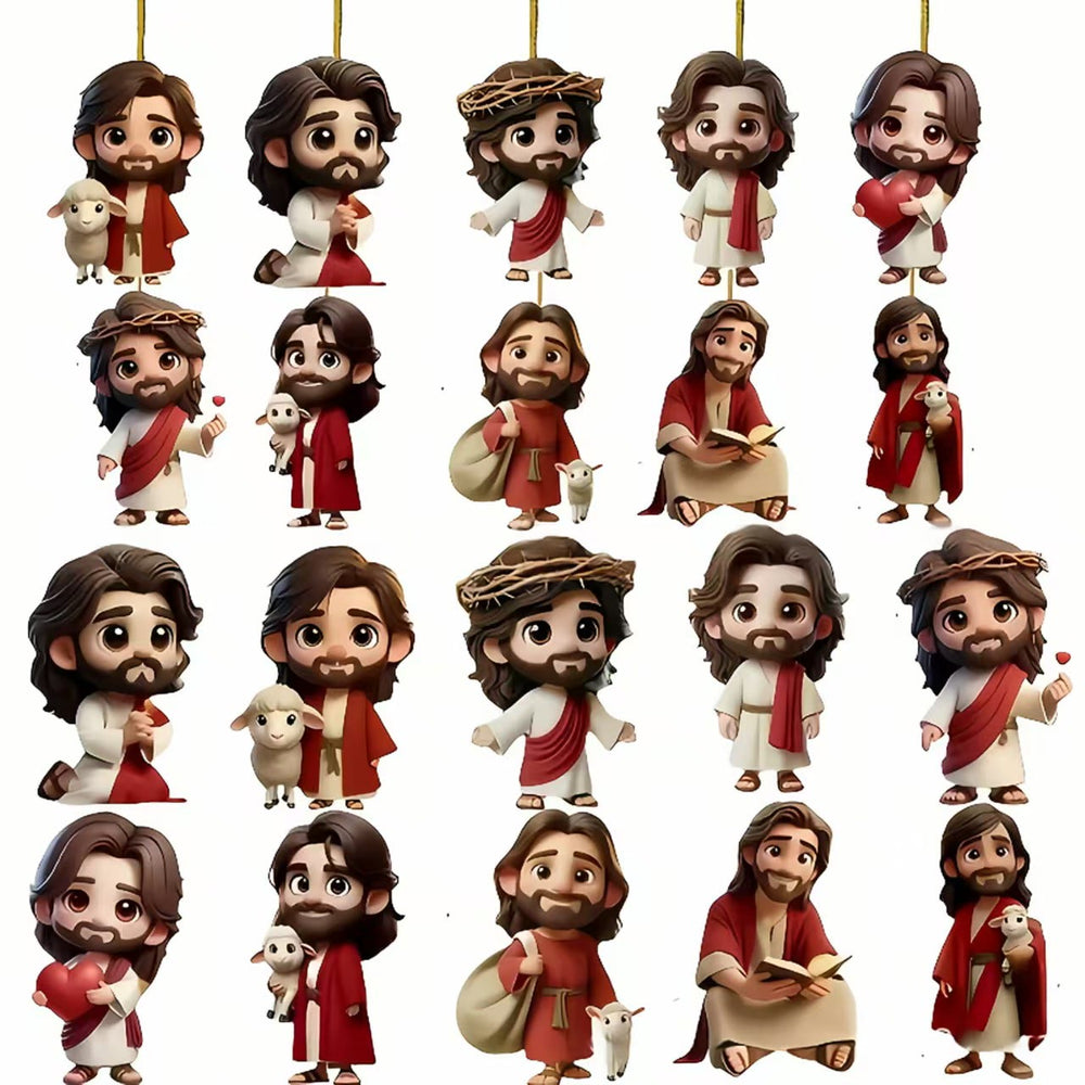 Christianartworkshop Cartoon Jesus Holzornamente - 30-teiliges Set - image 1