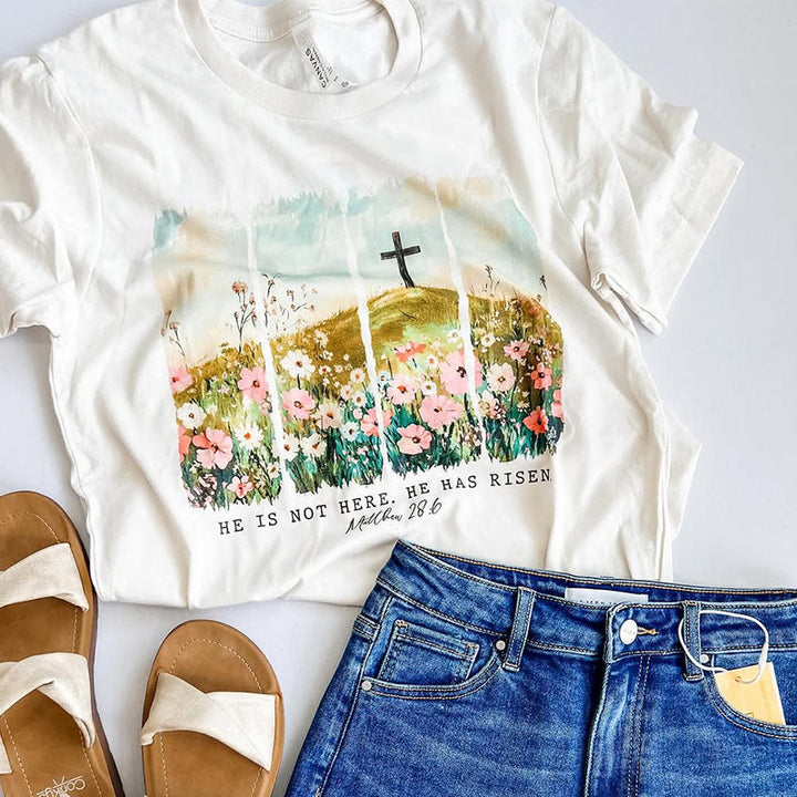 Christianartworkshop T-Shirt mit Blumenkreuz, inspiriert vom Glauben - Aprikose - 2XL - image 0