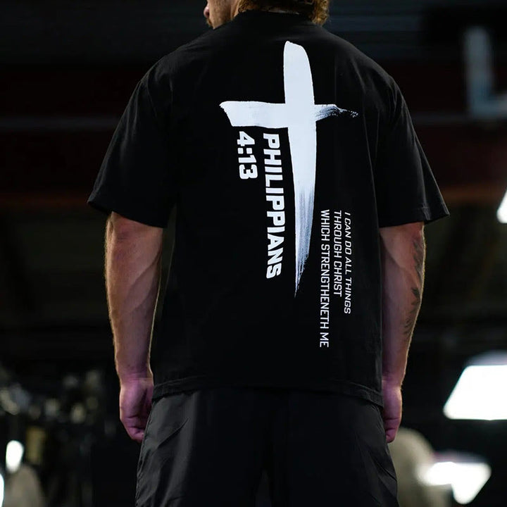 Christianartworkshop Philipper 4:13 Stärke Kreuz T-Shirt - image 1
