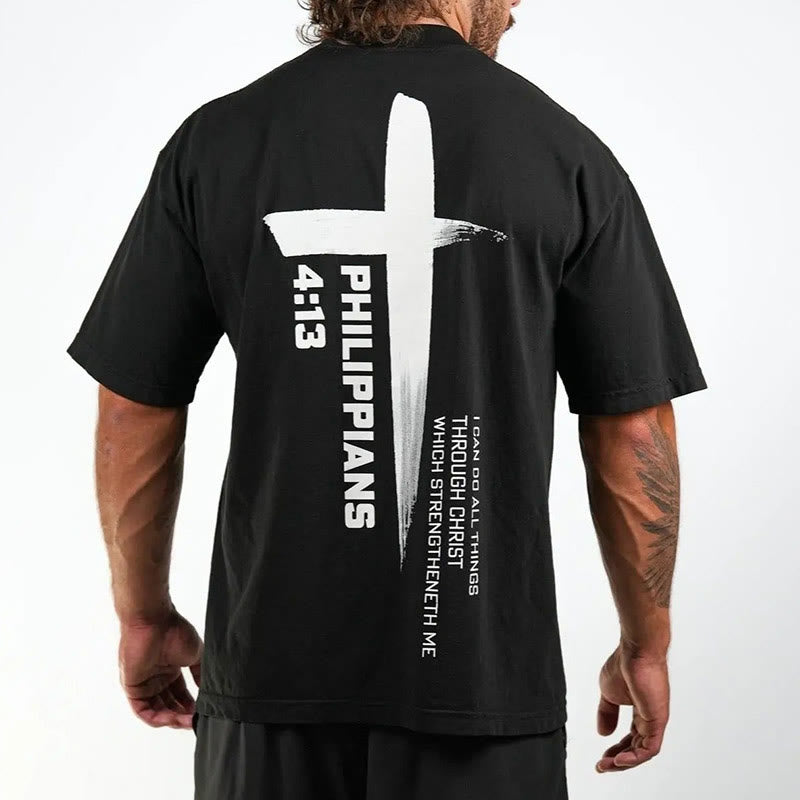 Christianartworkshop Philipper 4:13 Stärke Kreuz T-Shirt