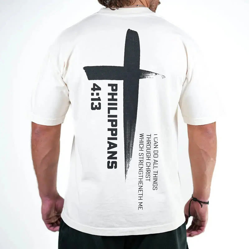 Christianartworkshop Philipper 4:13 Stärke Kreuz T-Shirt