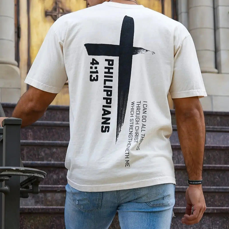 Christianartworkshop Philipper 4:13 Stärke Kreuz T-Shirt