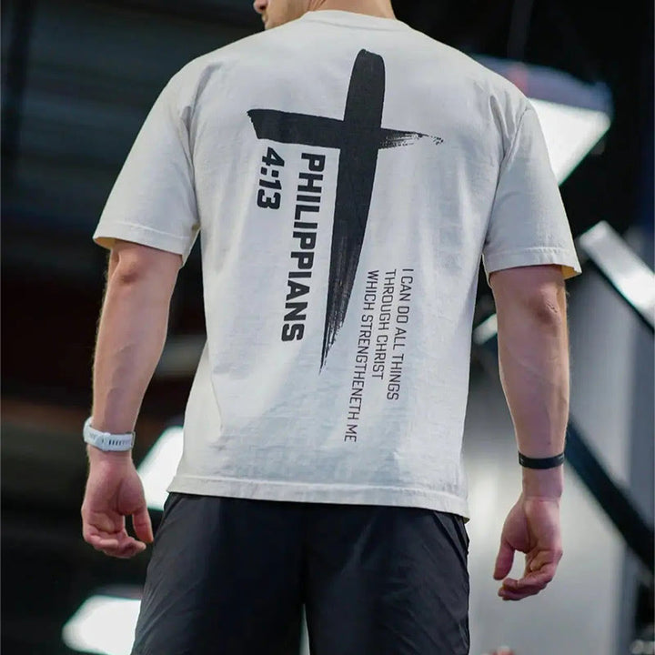 Christianartworkshop Philipper 4:13 Stärke Kreuz T-Shirt - image 4
