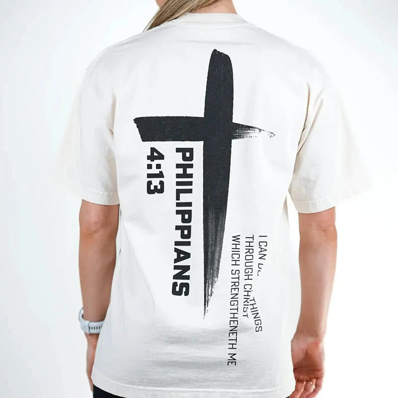 Christianartworkshop Philipper 4:13 Stärke Kreuz T-Shirt