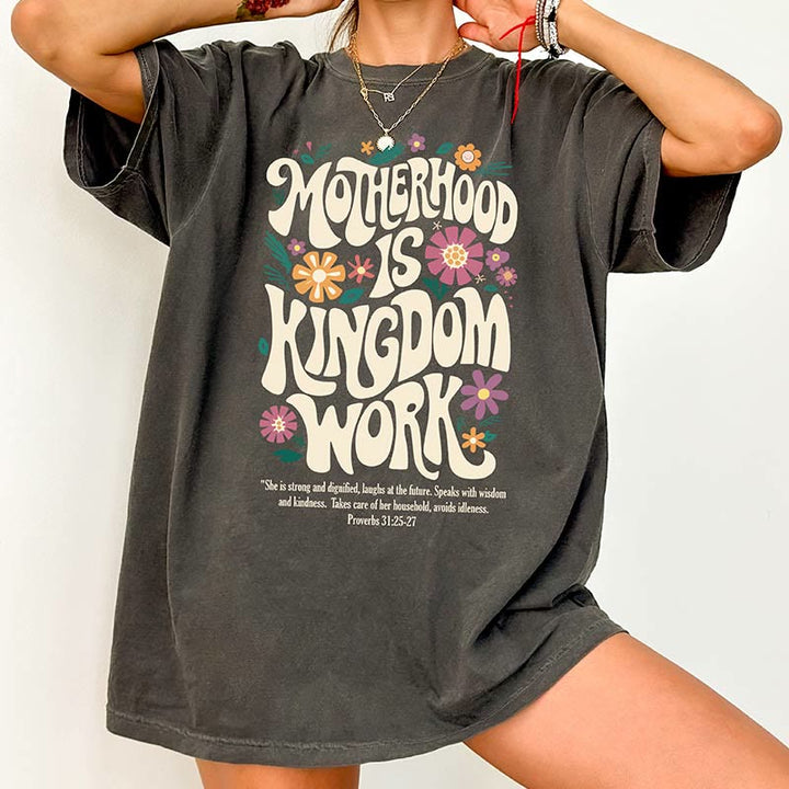Christianartworkshop Mutterschaft ist Königreich Arbeit mit Blumen Unisex-T-Shirt (gewaschen) - image 1