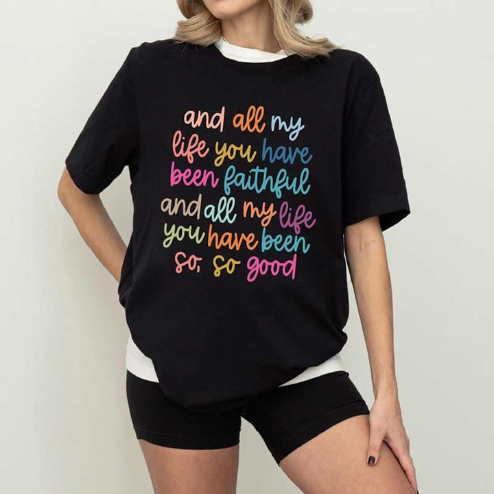 Christianartworkshop Christliches T-Shirt „Du warst mein ganzes Leben lang treu“ - Schwarz - 2XL - image 0