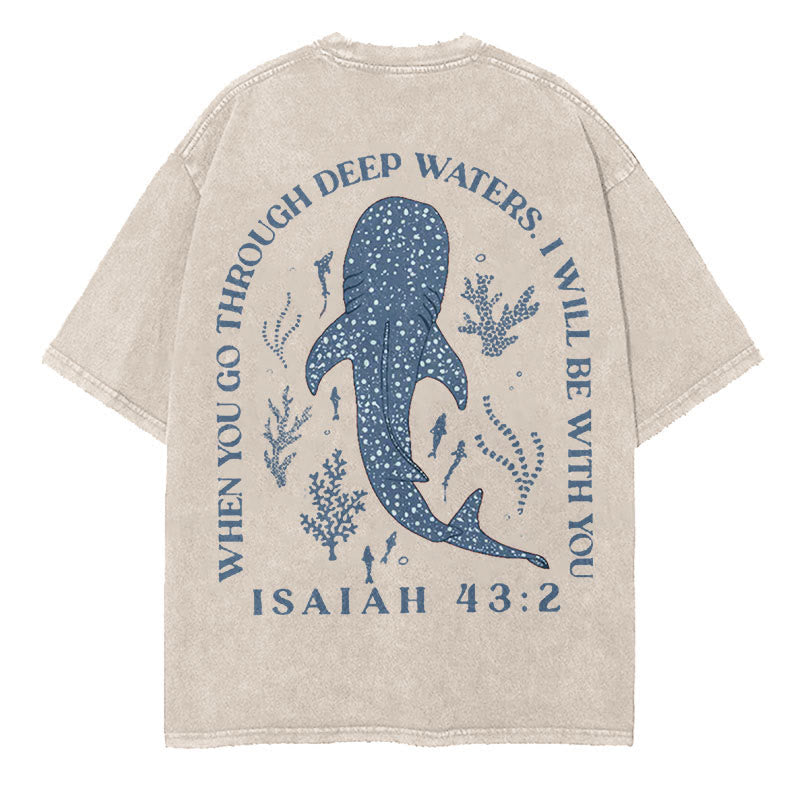 Christianartworkshop – „I Will Be With You“ – doppelseitig gewaschenes christliches T-Shirt