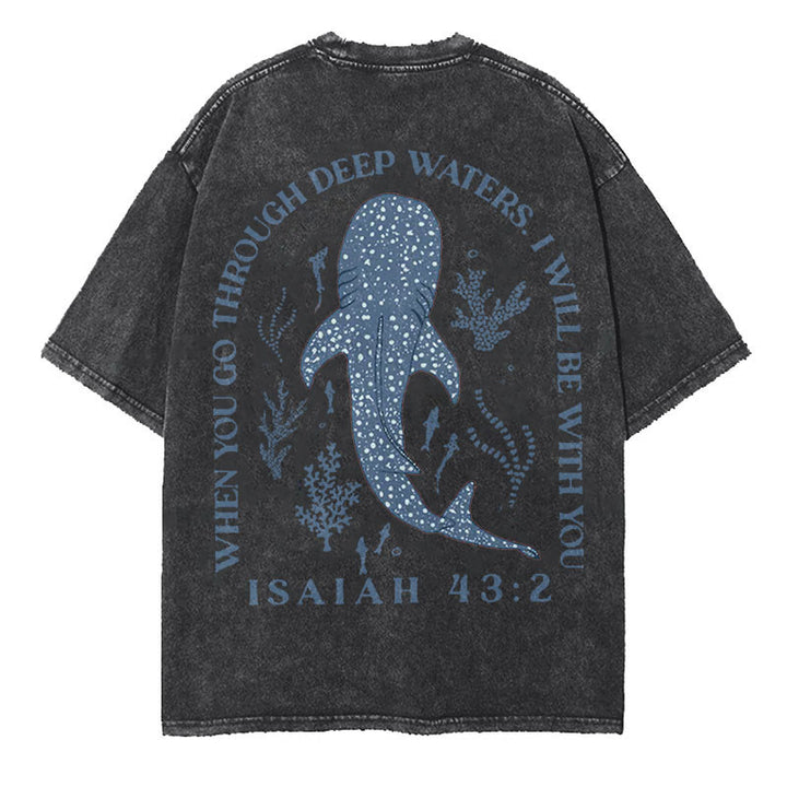 Christianartworkshop – „I Will Be With You“ – doppelseitig gewaschenes christliches T-Shirt