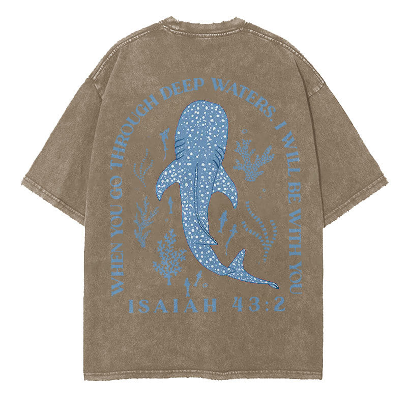 Christianartworkshop – „I Will Be With You“ – doppelseitig gewaschenes christliches T-Shirt