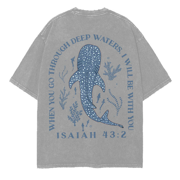 Christianartworkshop – „I Will Be With You“ – doppelseitig gewaschenes christliches T-Shirt