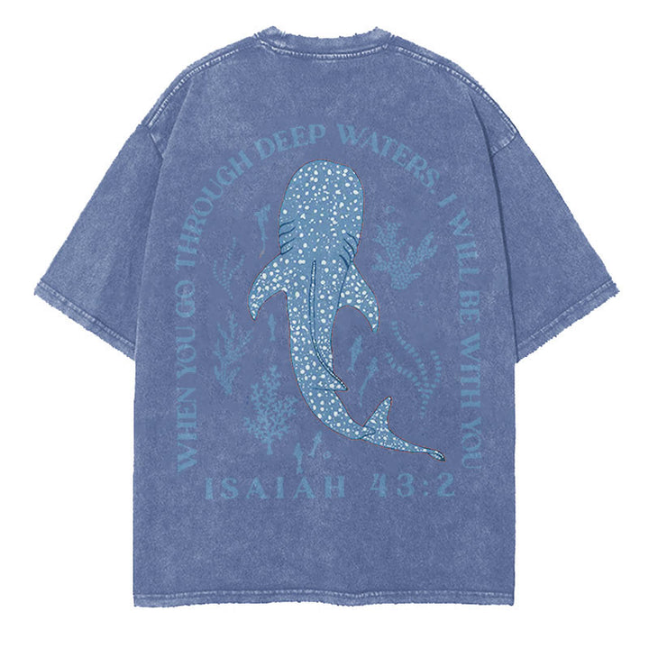 Christianartworkshop – „I Will Be With You“ – doppelseitig gewaschenes christliches T-Shirt
