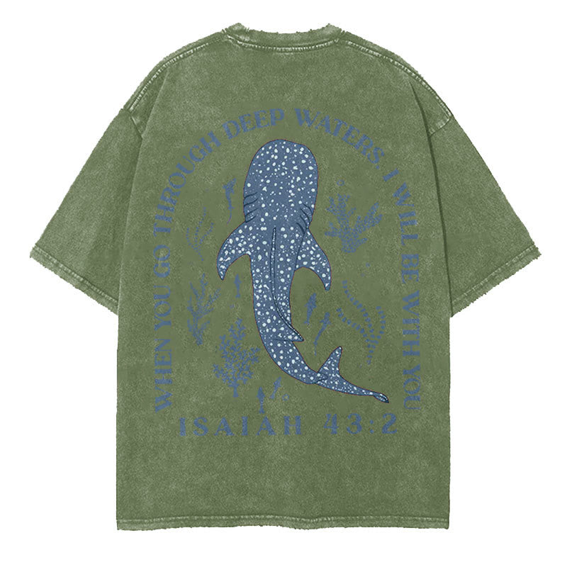 Christianartworkshop – „I Will Be With You“ – doppelseitig gewaschenes christliches T-Shirt