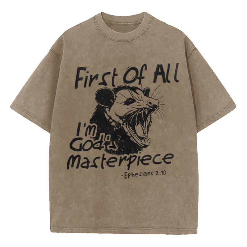 Christianartworkshop Christian T-Shirt mit Aufschrift „First Of All I'm God's Masterpiece“