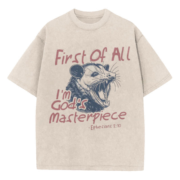 Christianartworkshop Christian T-Shirt mit Aufschrift „First Of All I'm God's Masterpiece“
