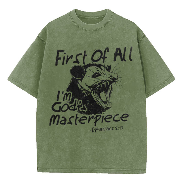 Christianartworkshop Christian T-Shirt mit Aufschrift „First Of All I'm God's Masterpiece“
