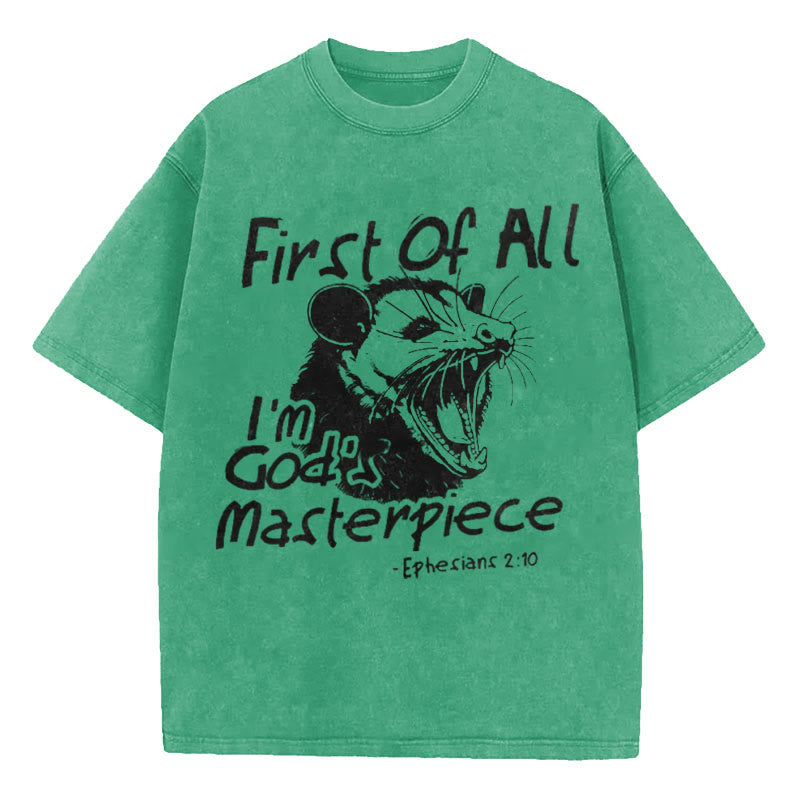 Christianartworkshop Christian T-Shirt mit Aufschrift „First Of All I'm God's Masterpiece“