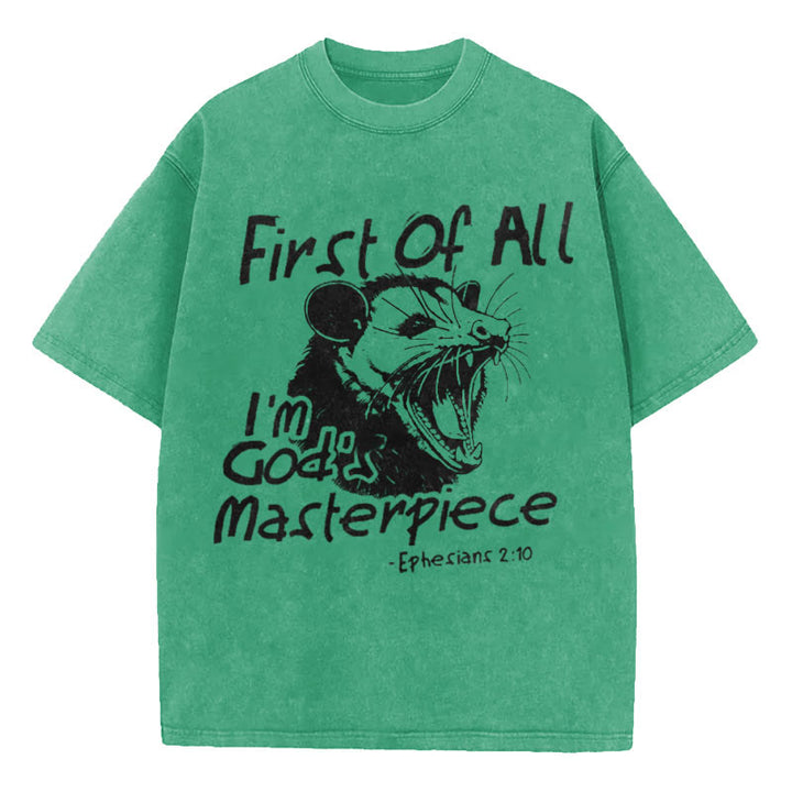 Christianartworkshop Christian T-Shirt mit Aufschrift „First Of All I'm God's Masterpiece“