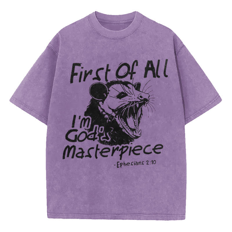 Christianartworkshop Christian T-Shirt mit Aufschrift „First Of All I'm God's Masterpiece“