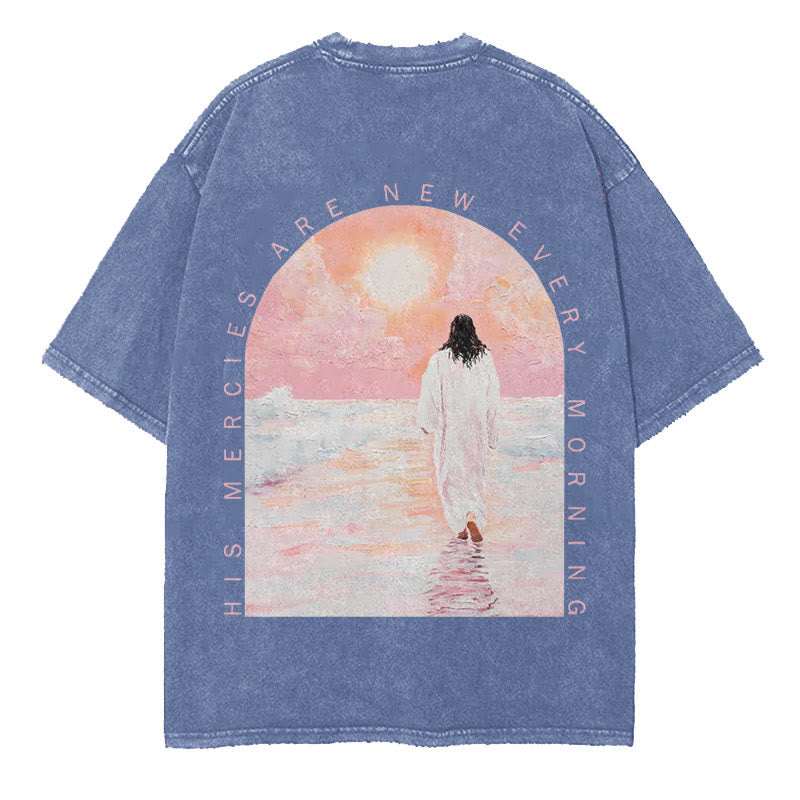 Christianartworkshop His Mercies Are New Doppelseitiges, gewaschenes christliches Unisex-T-Shirt