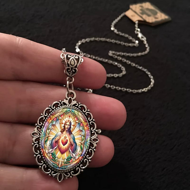 Christianartworkshop Halskette mit Jesus-Heiligem Herzen: Zeitloses Stück, das göttliche Liebe verkörpert