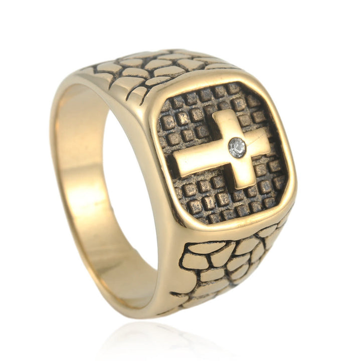 Christianartworkshop Der moderne und minimalistische Kreuzring: Schlichte Eleganz trifft auf zeitlose Symbolik - Gold - US 13 - image 2