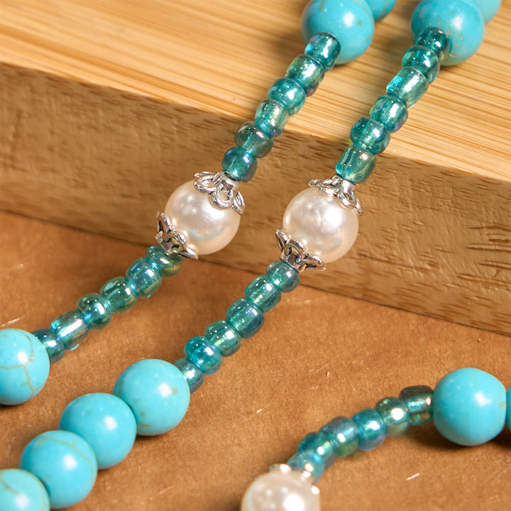 Christianartworkshop Rosenkranz mit Medaille und Kruzifix Unserer Lieben Frau aus 8 mm runden blau-türkisfarbenen Perlen - image 4