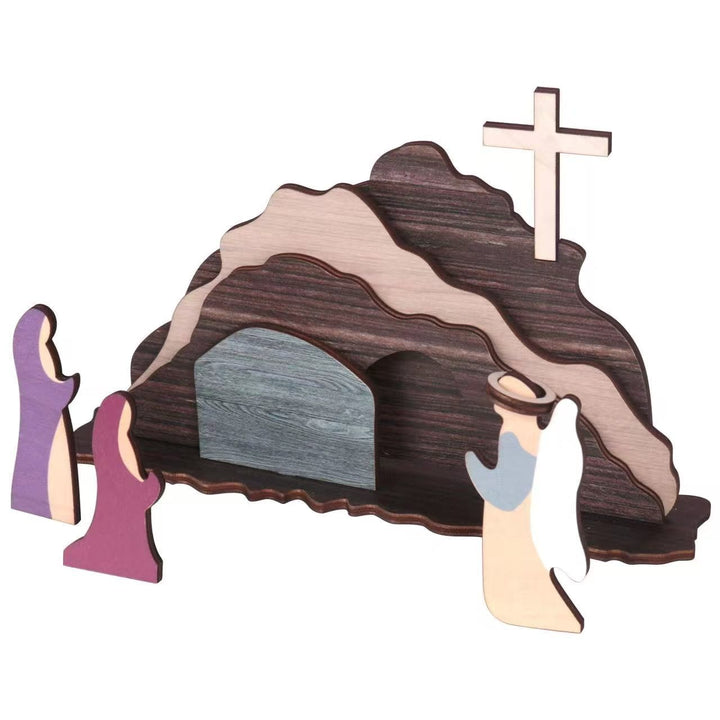 Christianartworkshop Osterdeko „Er ist auferstanden“, Holz, Kreuz und Engel