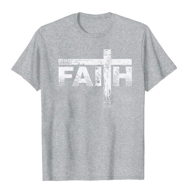 Christianartworkshop Das Glaubenskreuz-T-Shirt - Grau - 2XL - image 8