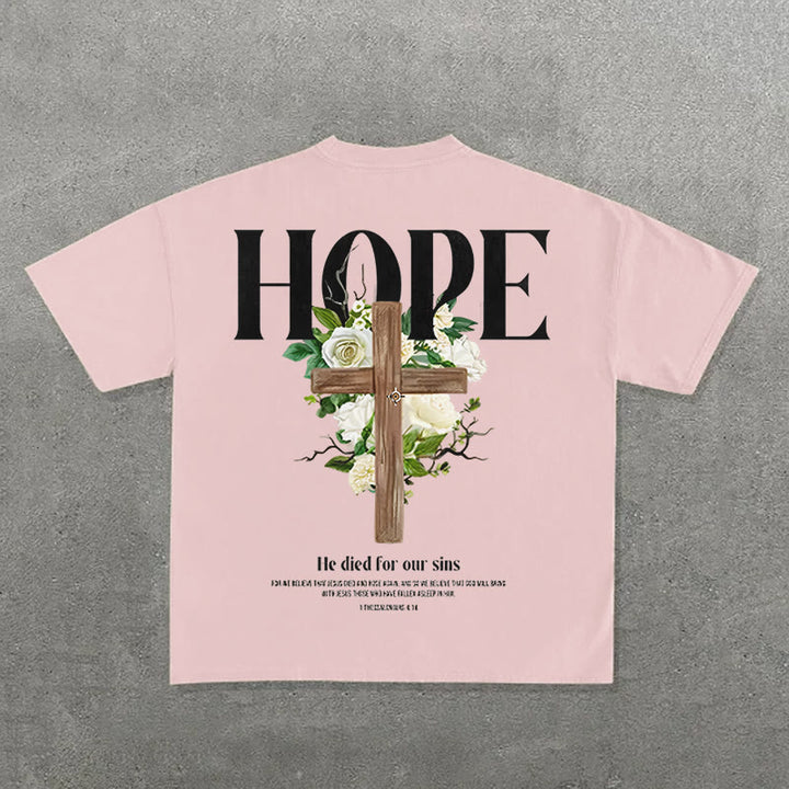Christianartworkshop Hope Cross Print T-Shirt - Rosa - 2XL - image 4